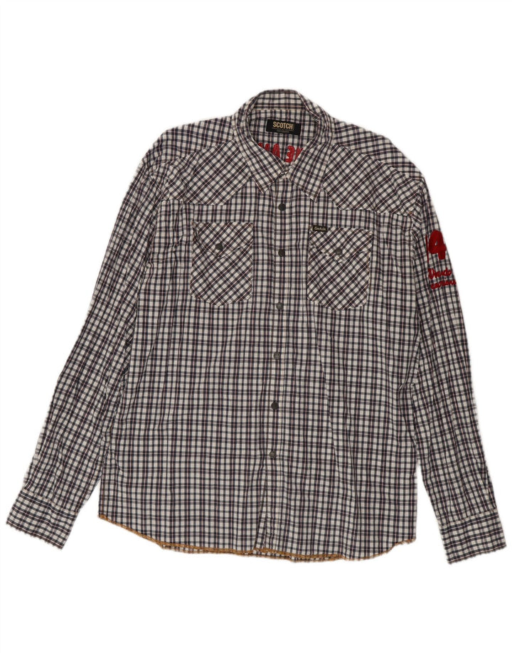 Мужская рубашка с рисунком Scotch & Soda 2XL, черный хлопок в клетку