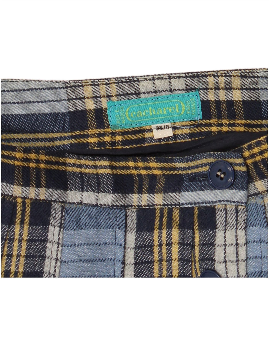 Cacharel Женская плиссированная юбка W24 XS Синяя клетчатая полиэстер