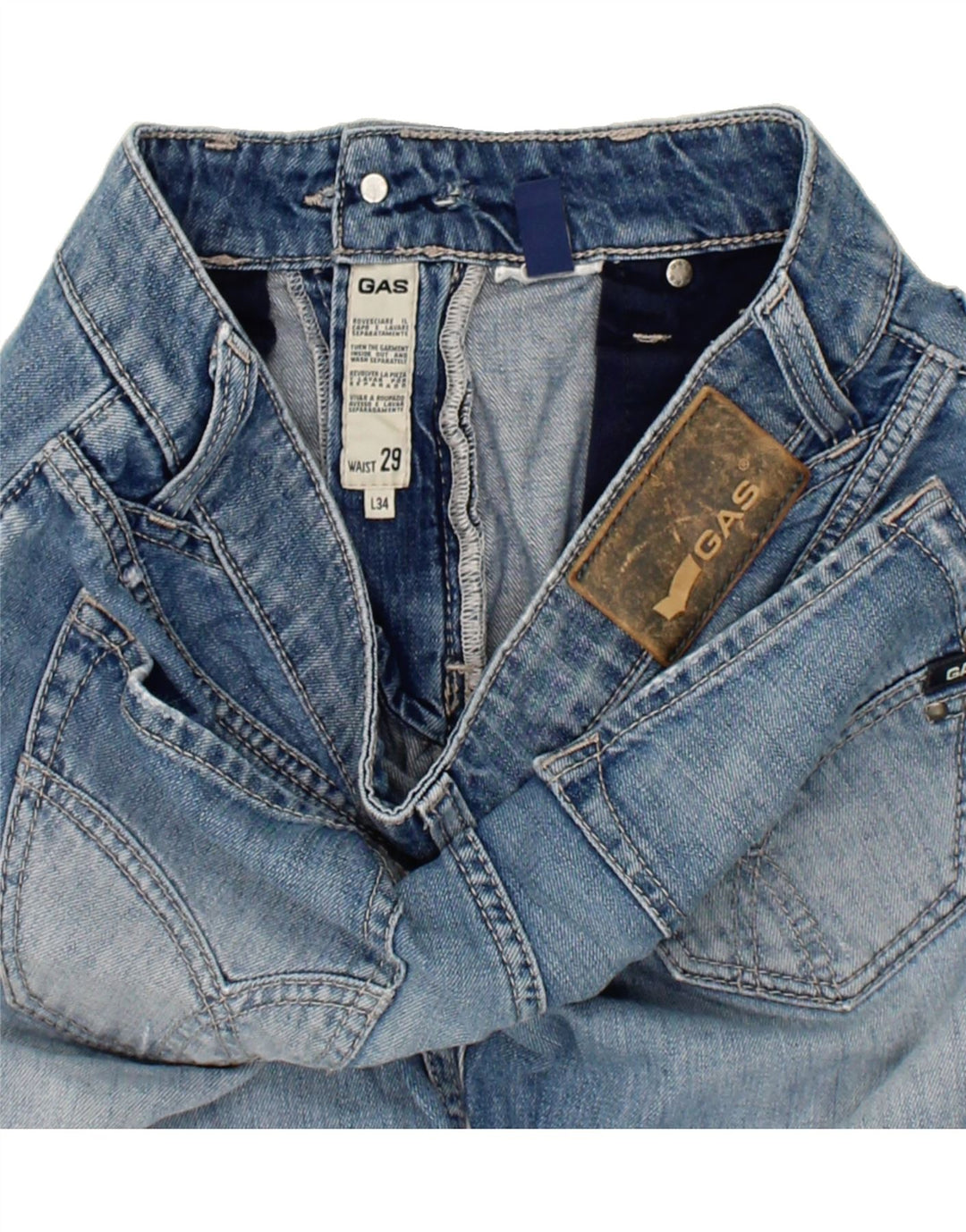 GAS Mens Straight Jeans W29 L31 Blue Vintage Gas and Second-Hand Gas from Messina Hembry 