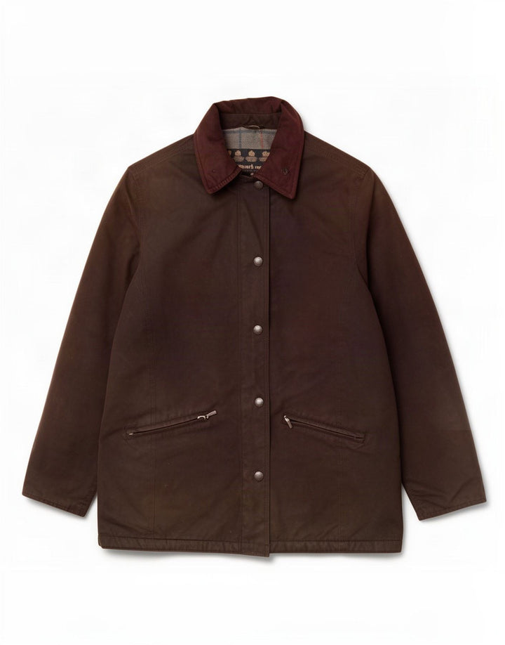 Женская куртка Barbour из вощеного хлопка UK 14, большой коричневый полиэстер