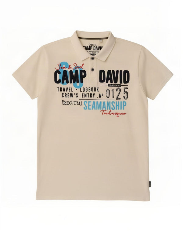 Мужская рубашка поло с рисунком Camp David 3XL, белый хлопок