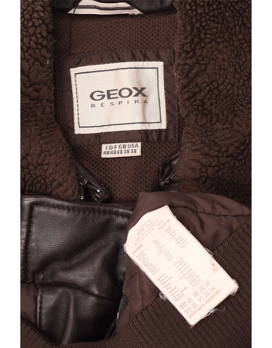 Мужская кожаная куртка-бомбер Geox UK 38 средний коричневый