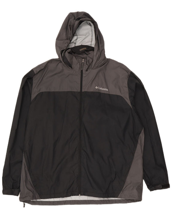 Мужская дождевик с капюшоном Columbia UK 44 2XL, черный нейлон с цветными блоками