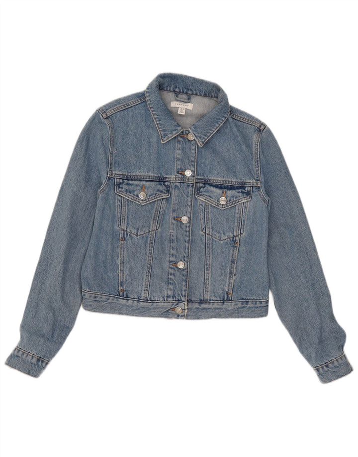 Женская укороченная джинсовая куртка Topshop UK 10, маленький синий хлопок