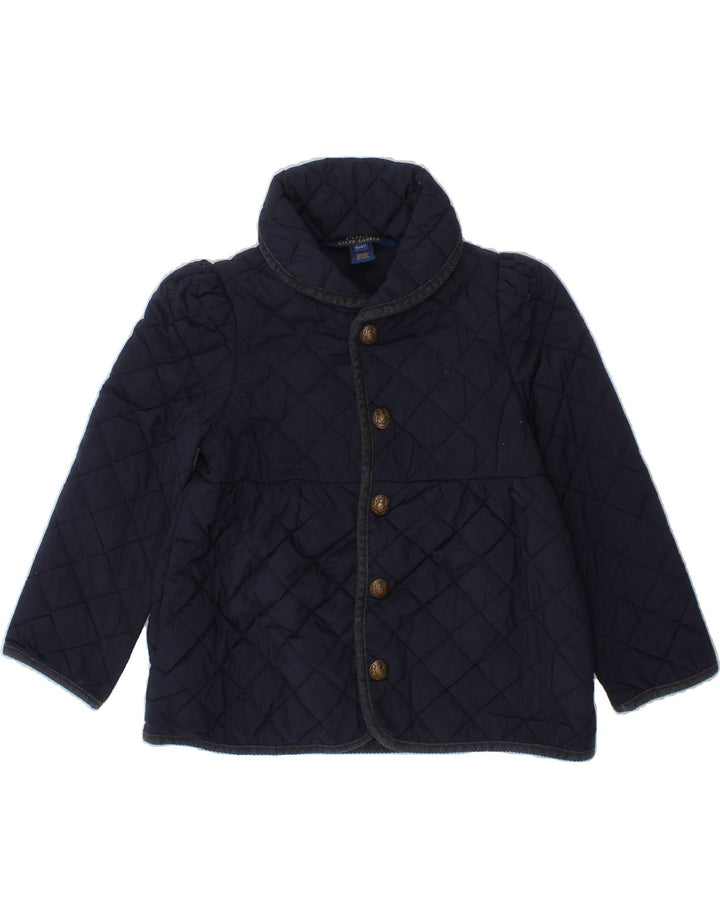 POLO RALPH LAUREN Girls Quilted Jacket 3-4 Years Navy Blue Polyester Vintage Polo Ralph Lauren and Second-Hand Polo Ralph Lauren from Messina Hembry 
