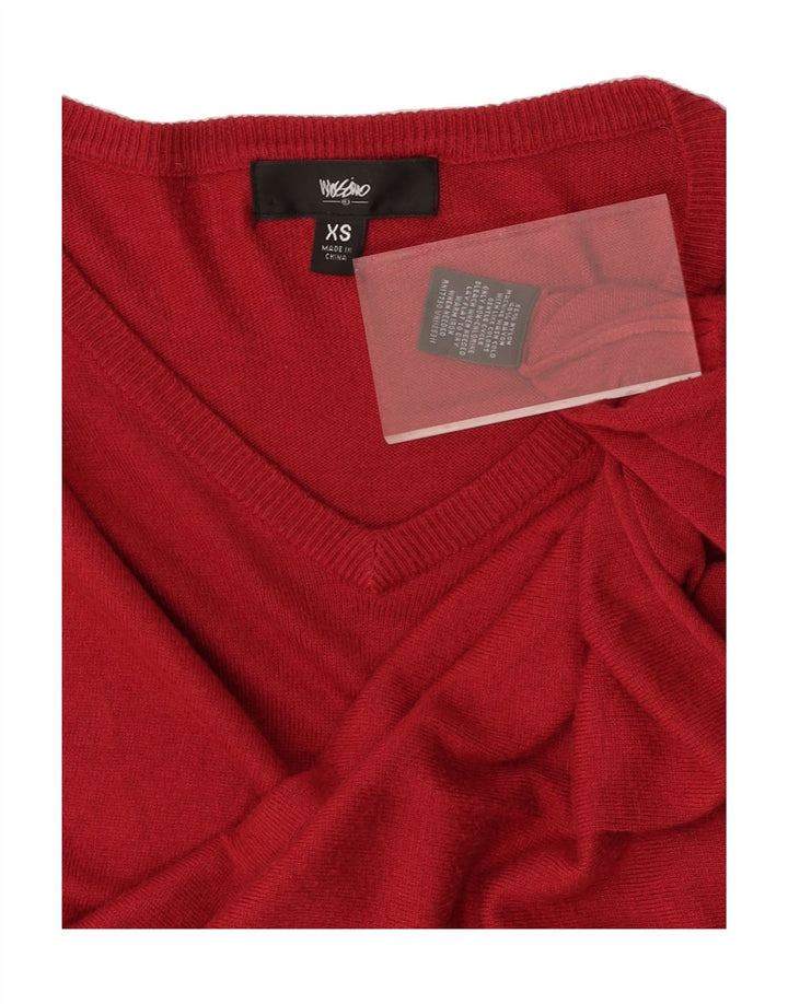 MOSSIMO Womens V-Neck Jumper Sweater UK 6 XS Red Nylon Vintage Mossimo and Second-Hand Mossimo from Messina Hembry 