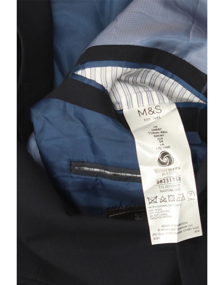 Мужской короткий пиджак на двух пуговицах Marks & Spencer UK 44 XL, темно-синий, шерстяной