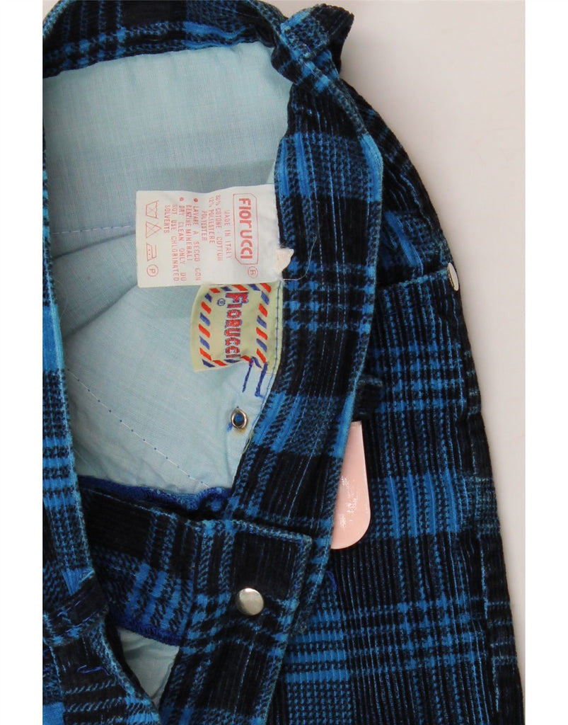 FIORUCCI Womens Straight Corduroy Trousers W24 L32 Blue Check Cotton Vintage Fiorucci and Second-Hand Fiorucci from Messina Hembry 