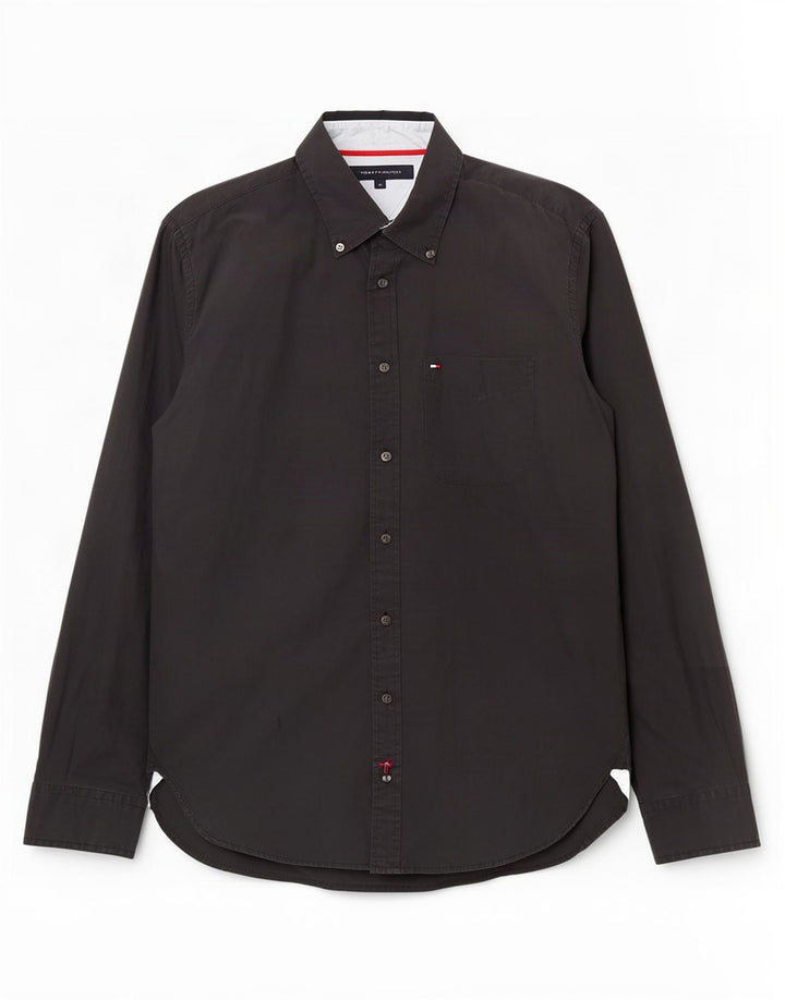 Мужская рубашка Tommy Hilfiger из хлопка среднего размера, черная