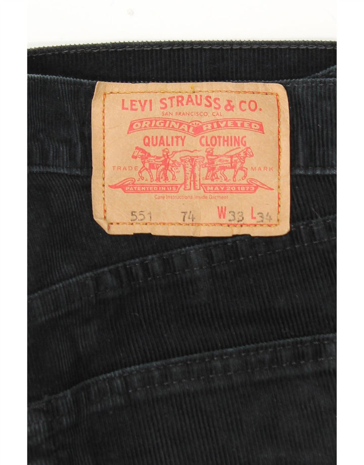 Мужские прямые вельветовые брюки LEVI'S 551 W33 L30, черный хлопок