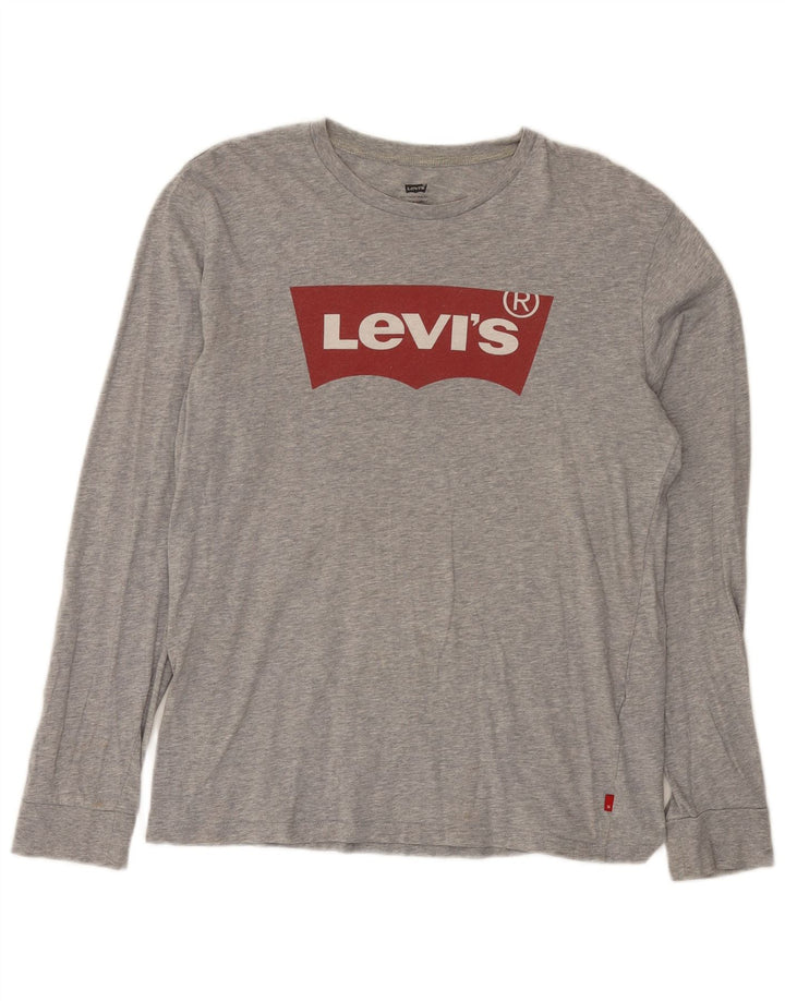 Мужской топ Levi's с рисунком, длинный рукав, средний серый хлопок, серый