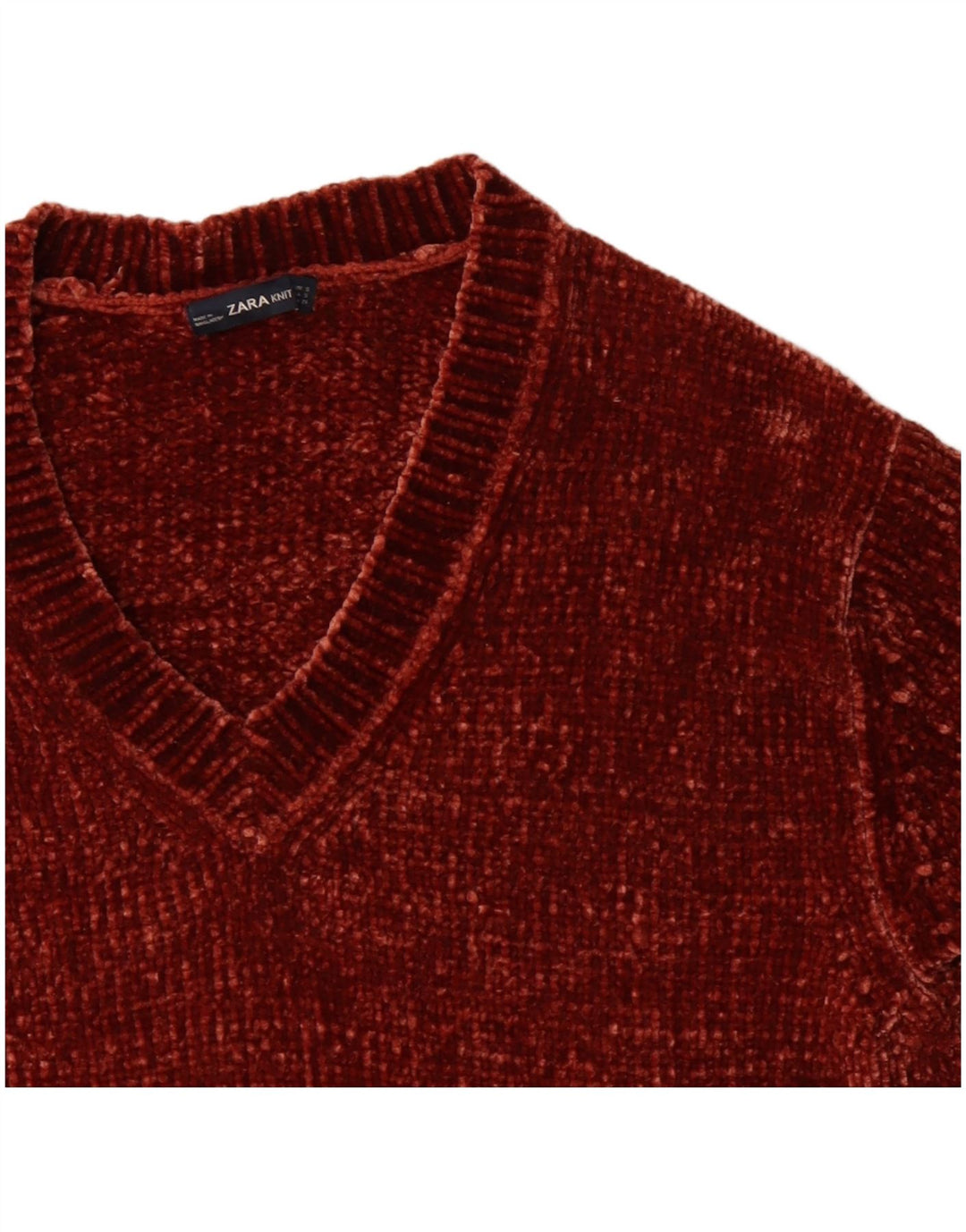 Женский свободный джемпер с v-образным вырезом Zara UK 10, маленький коричневый полиэстер