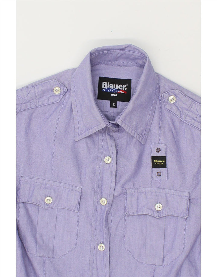 BLAUER Womens Military Graphic Shirt UK 10 Small Purple Vintage Blauer and Second-Hand Blauer from Messina Hembry 