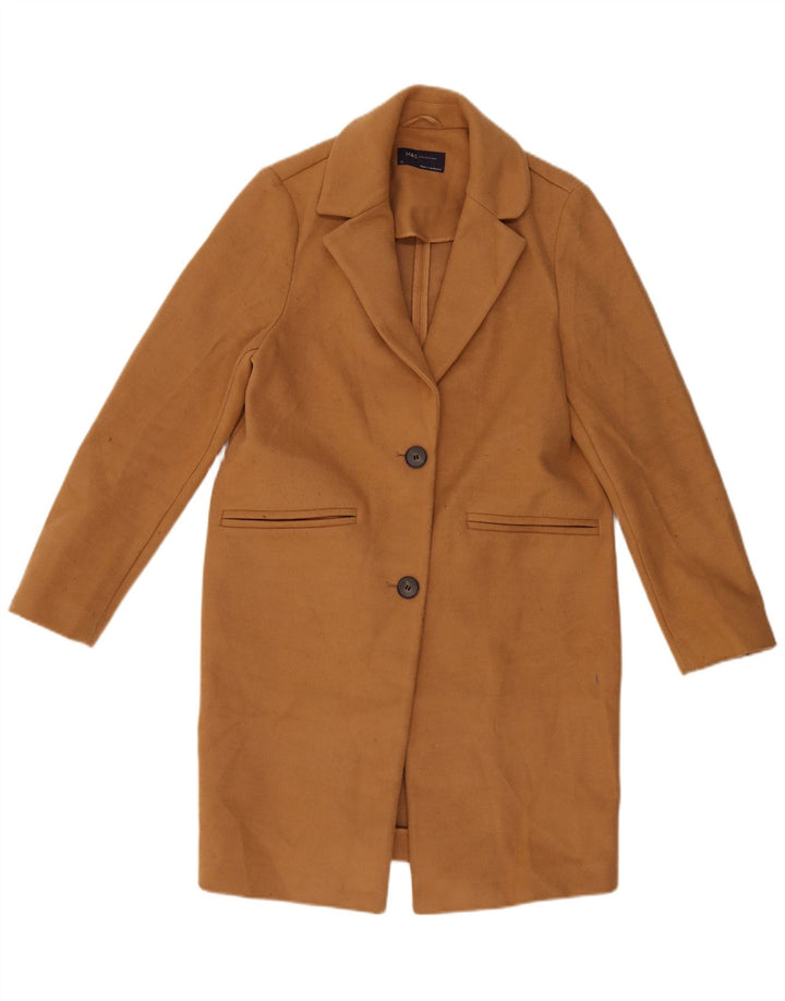 Женское пальто Marks & Spencer UK 10, маленькое бежевое из полиэстера