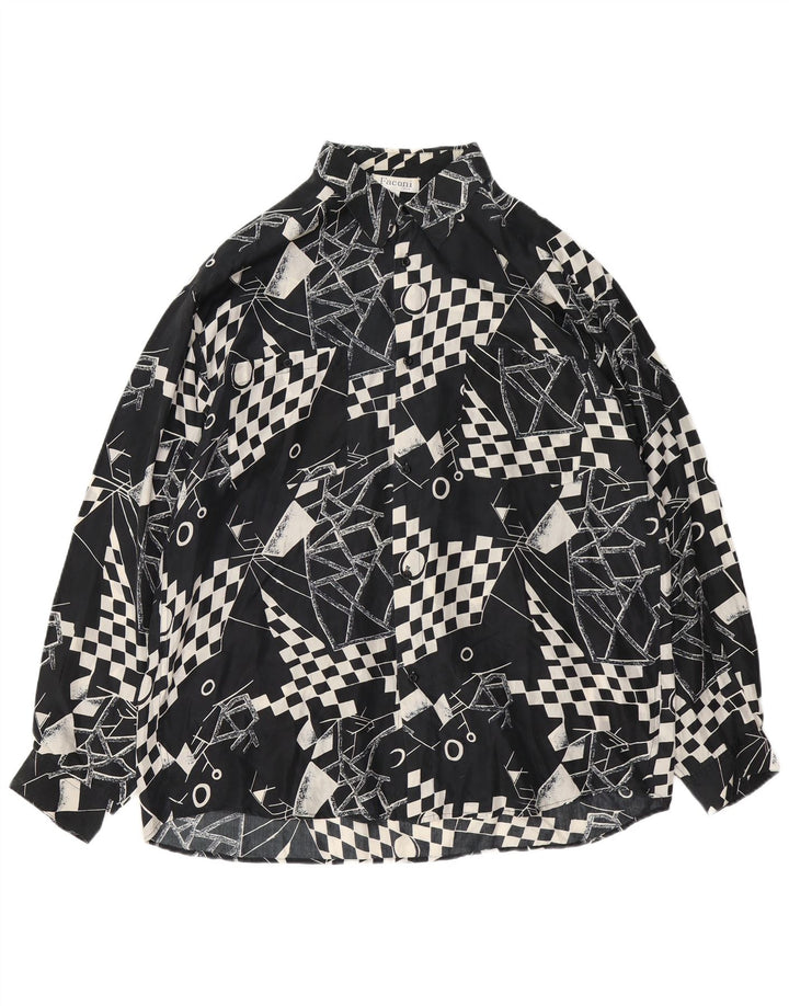 Мужская рубашка VINTAGE XL, черная, шелковая с геометрическим рисунком