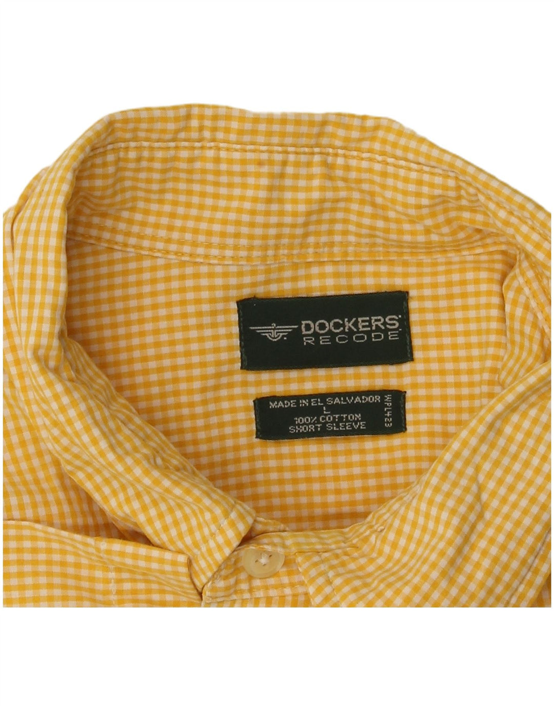 Мужская рубашка Dockers с коротким рукавом, большая желтая хлопковая клетка в мелкую клетку