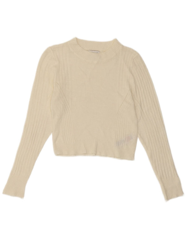 Женский укороченный джемпер с круглым вырезом Topshop UK 14, большой белый акрил