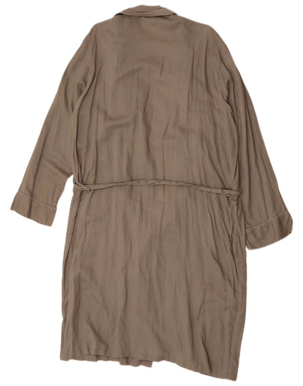 Marks & Spencer Womens Robe Overcoat UK 14 Medium Grey Linen
