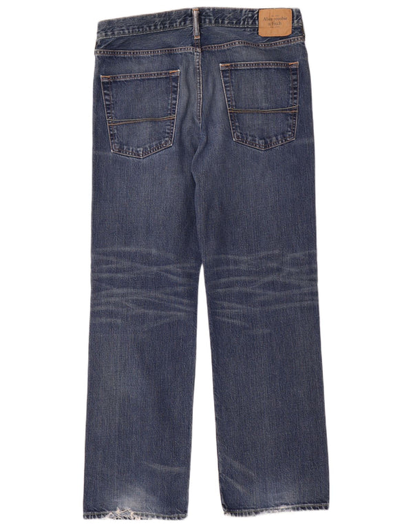 Мужские прямые джинсы Abercrombie & Fitch W34 L32 синие, хлопок