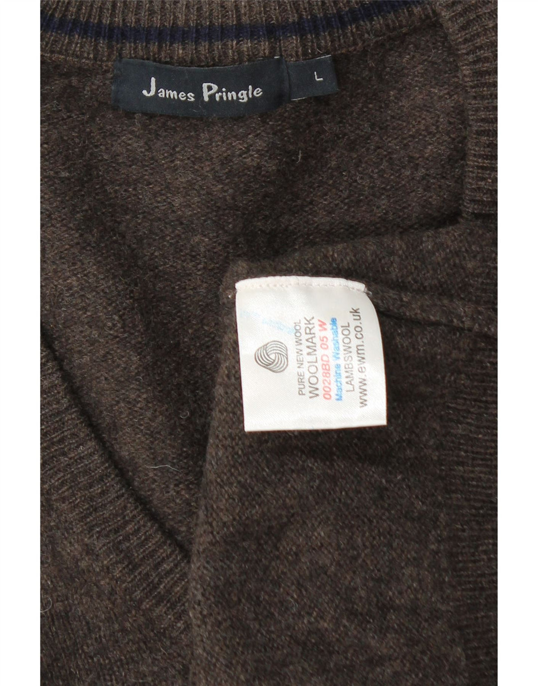 Мужской джемпер с v-образным вырезом James Pringle, большой коричневый из овечьей шерсти