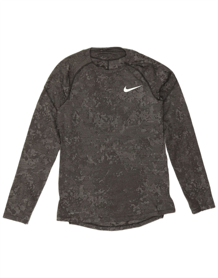 Мужские кроссовки Nike Dri Fit Slim Fit с длинными рукавами, маленький серый камуфляжный полиэстер