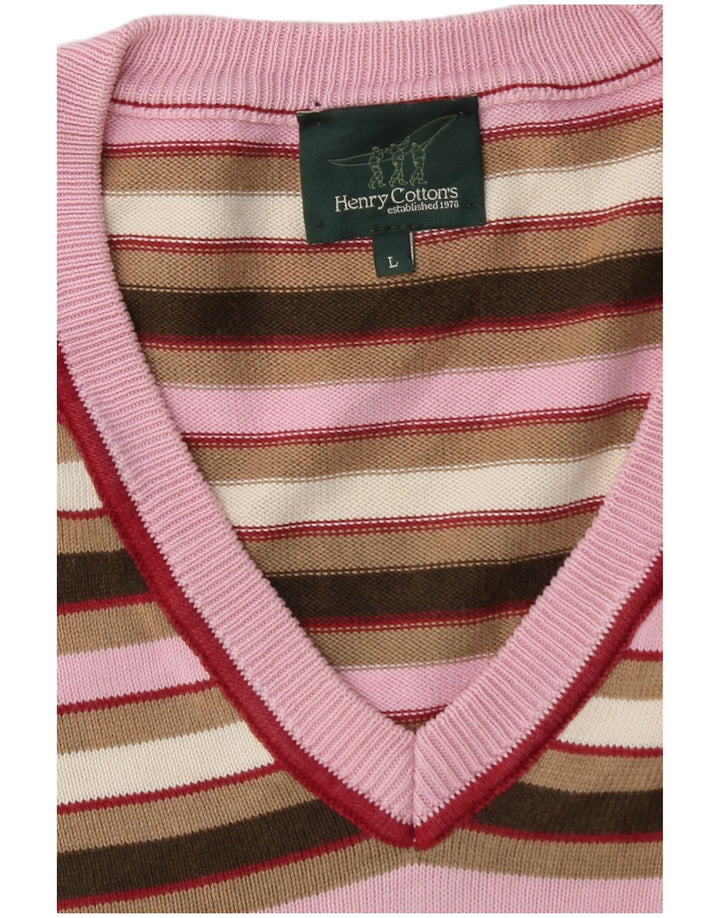 Женский джемпер с v-образным вырезом Henry s, Великобритания, 16, большие разноцветные полоски