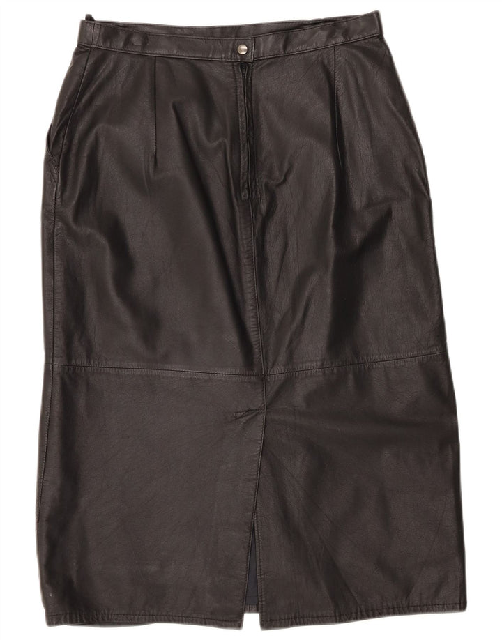 Винтажная женская кожаная юбка с высокой талией UK 16, большая W30, черная