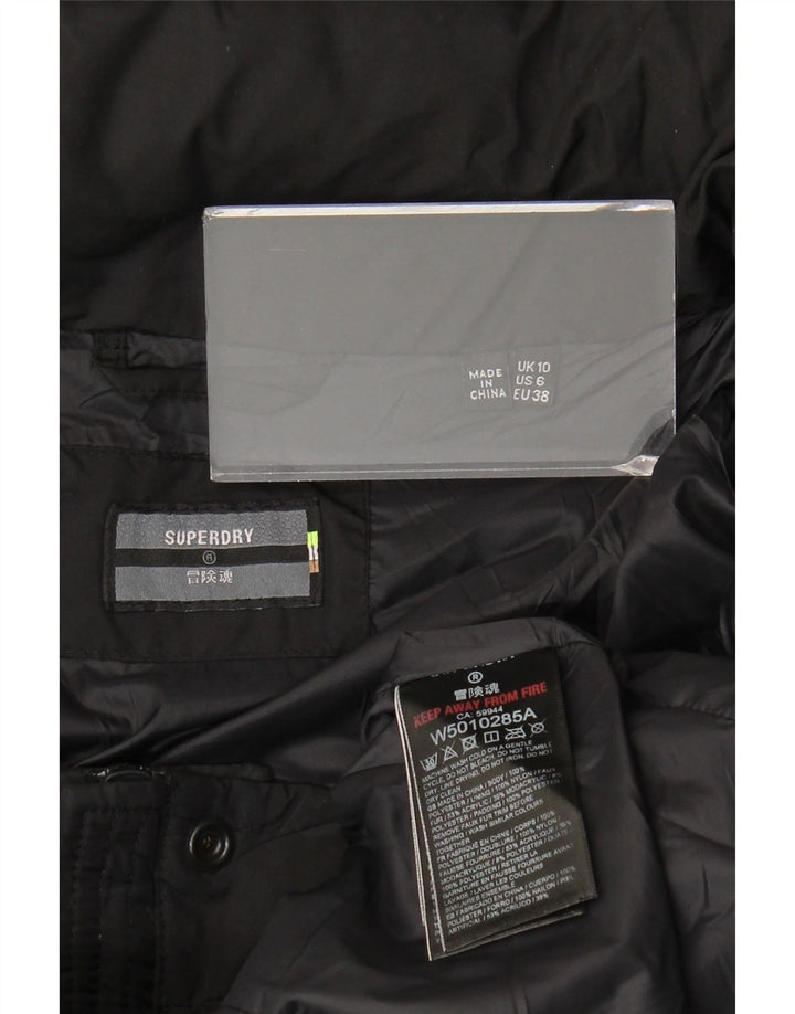 Женское стеганое пальто с капюшоном Superdry UK 10, маленький черный полиэстер