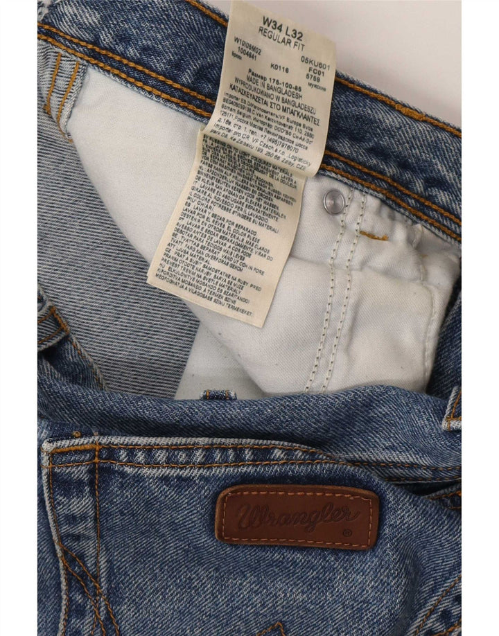 Мужские прямые джинсы Wrangler стандартного кроя W34 L32, синие, хлопок