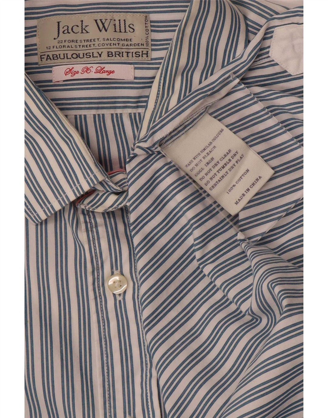 Мужская деловая рубашка Jack Wills XL из хлопка в синюю полоску