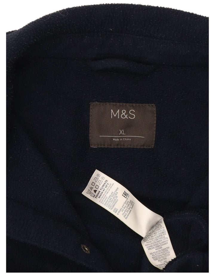 Мужская флисовая рубашка Marks & Spencer XL темно-синего цвета из полиэстера