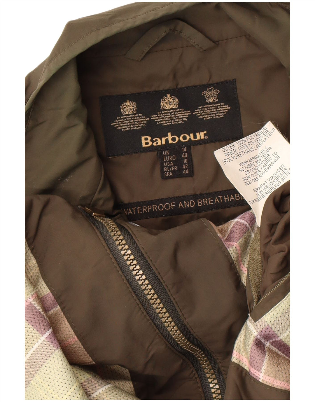 Женская куртка Barbour UK 14, большой цвет хаки, полиамид