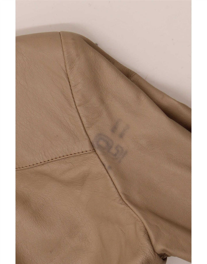Винтажная женская кожаная куртка IT 42 Medium Beige