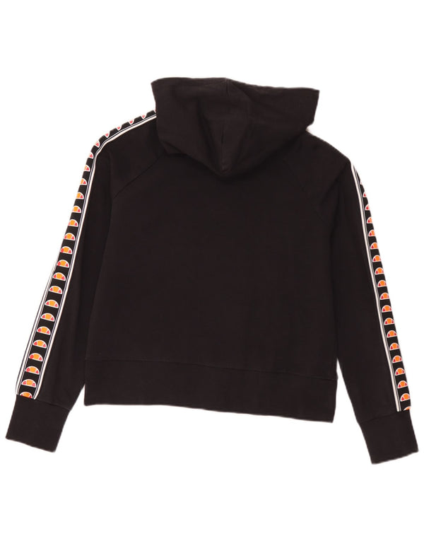 Женский свитер с капюшоном Ellesse на молнии с графическим рисунком UK 14, средний черный хлопок