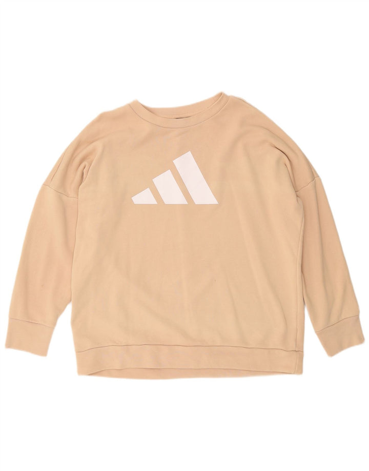 Женский джемпер оверсайз с рисунком Adidas UK 12/14, средний бежевый