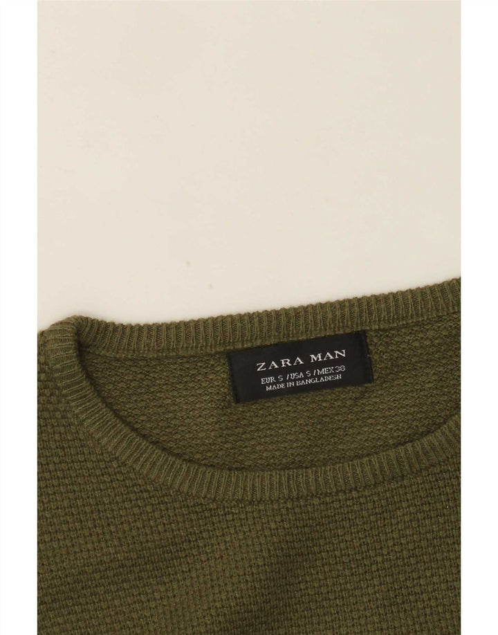 Мужской джемпер с круглым вырезом Zara, маленький хаки