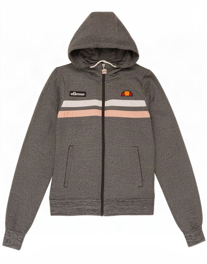 Женский свитер с капюшоном на молнии Ellesse UK 8, маленький серый, полиэстер с цветными блоками