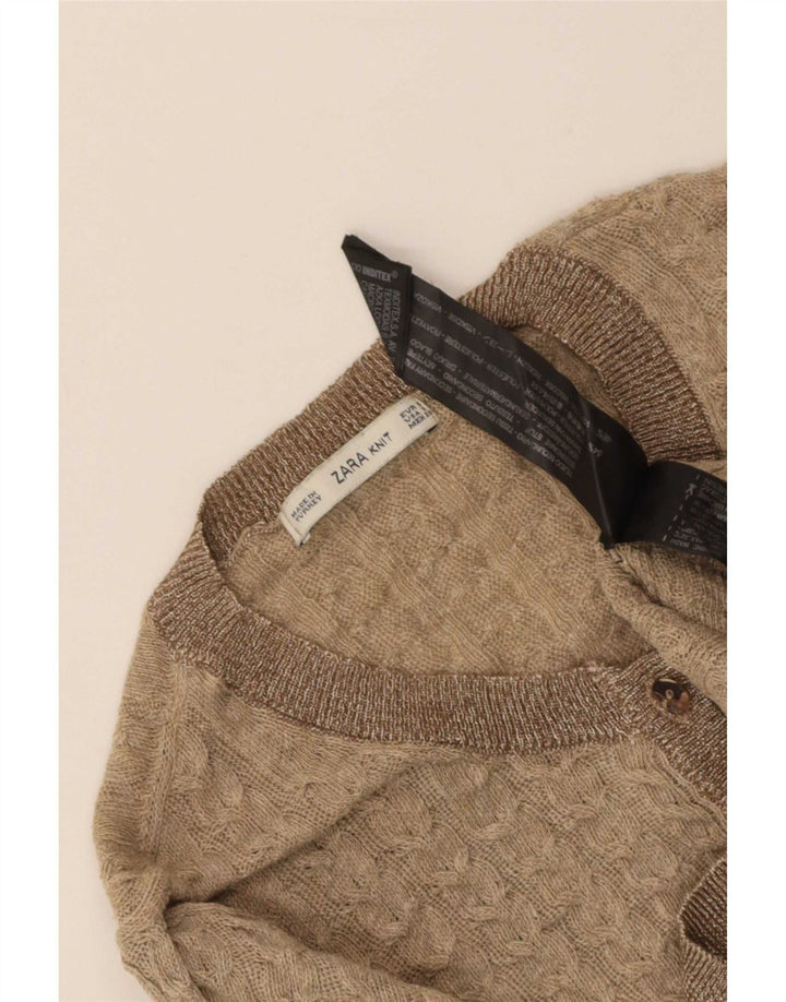 Женский укороченный кардиган Zara UK 8, маленький бежевый полиэстер