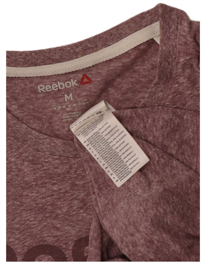 Reebok Мужская футболка с рисунком из хлопка среднего розового цвета с крапинками