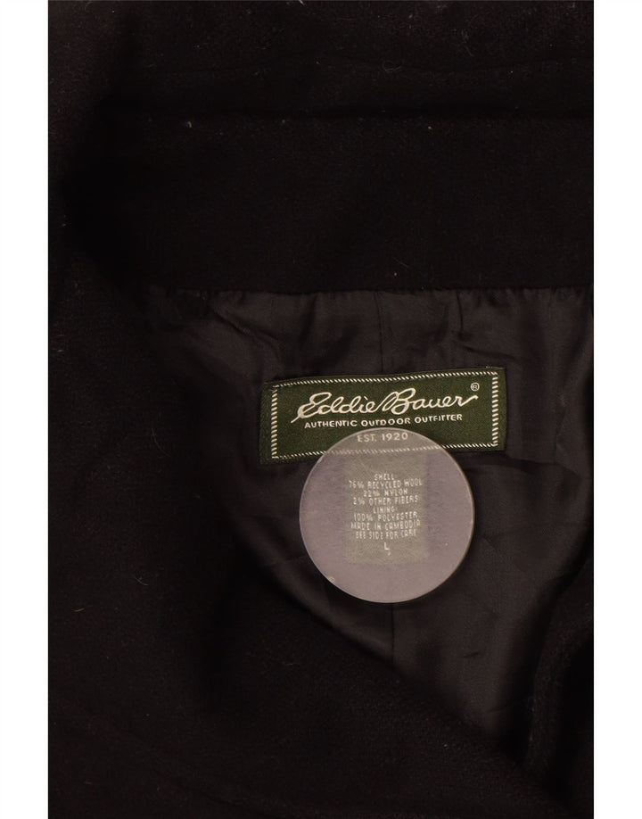 Женское бушлат Eddie Bauer UK 16, большой черный, шерстяной