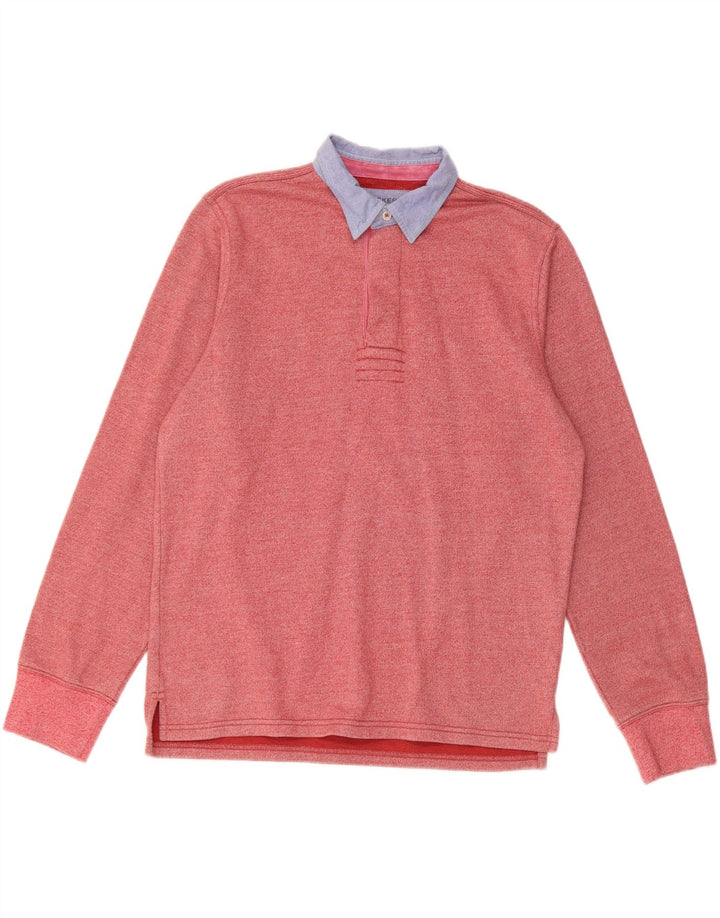 Мужская рубашка-поло для регби DOCKERS с длинным рукавом, средний красный хлопок, хлопок