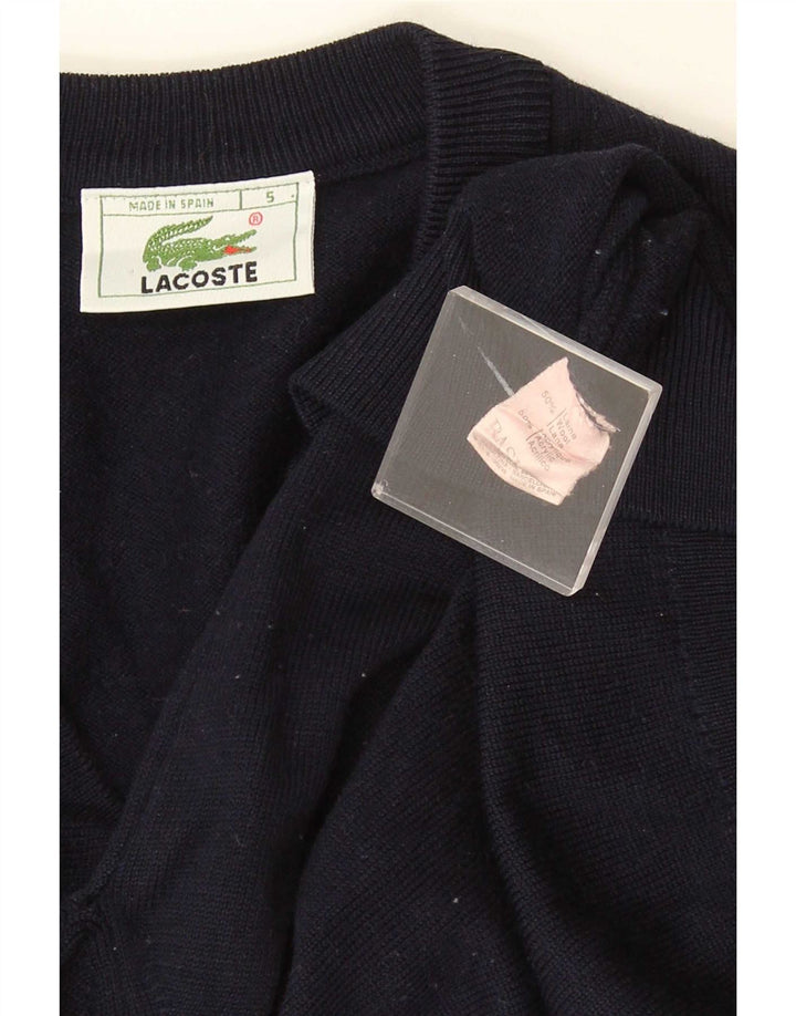 Мужской джемпер с v-образным вырезом Lacoste, размер 5, большой, темно-синий, шерстяной