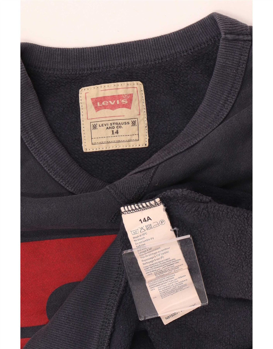 Джемпер стандартного кроя с рисунком Levi's для мальчиков, 13–14 лет, темно-синий