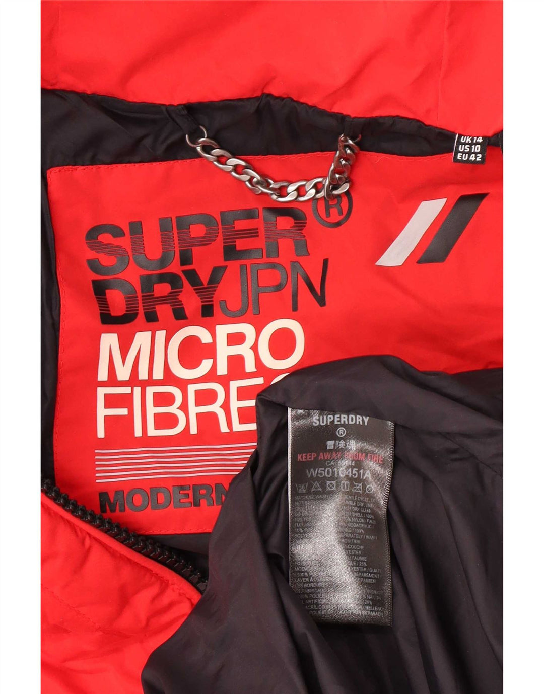Женское стеганое пальто с капюшоном Superdry UK 14, большой красный полиэстер