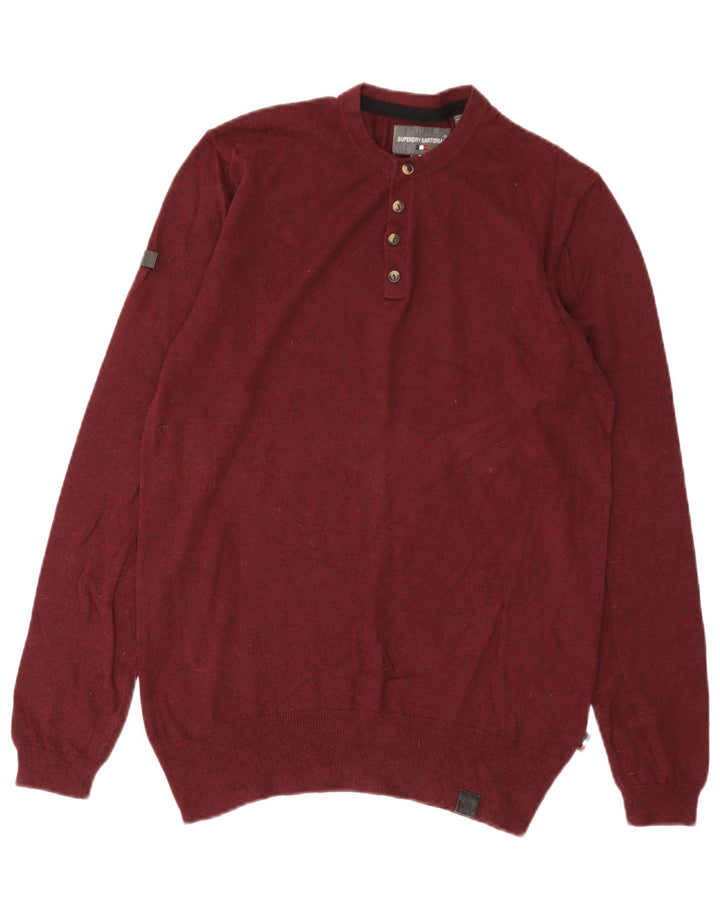 Мужской джемпер с круглым вырезом Superdry, средний бордовый хлопок, хлопок