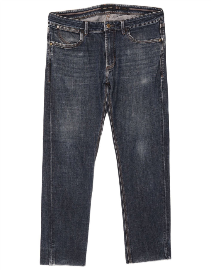 Мужские узкие джинсы MASSIMO DUTTI EU 42, большие W34 L27, синий хлопок