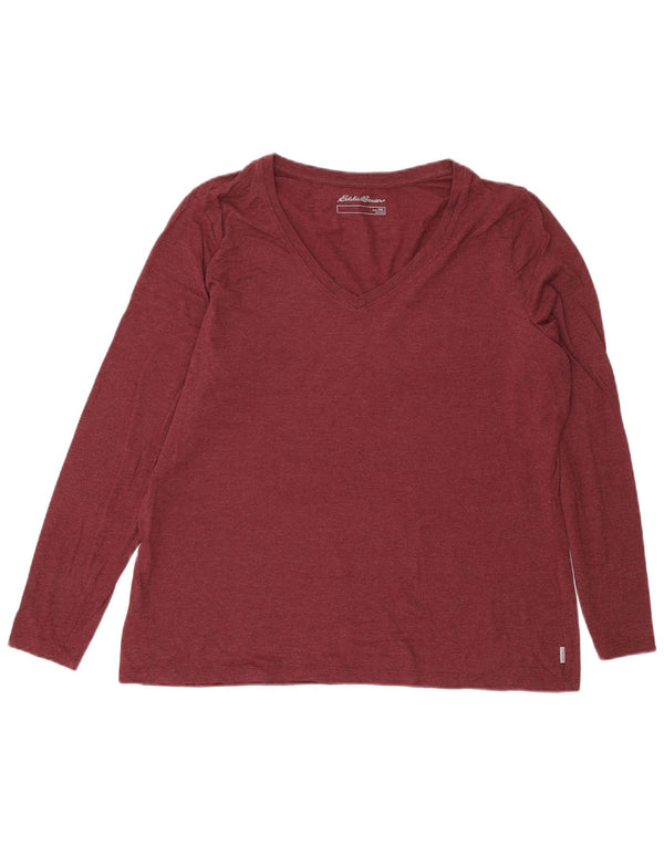 Eddie Bauer Womens Top Long Sleeve UK 20 2XL Burgundy Cotton