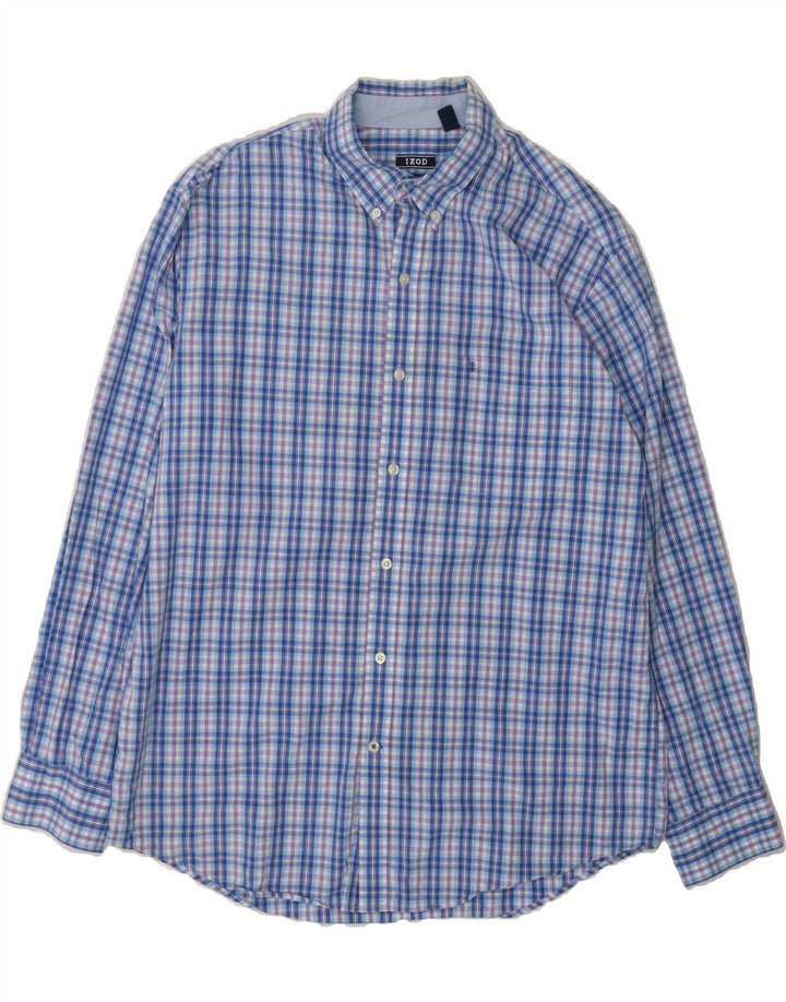 IZOD Mens Shirt Large Blue Check Cotton Vintage Izod and Second-Hand Izod from Messina Hembry 