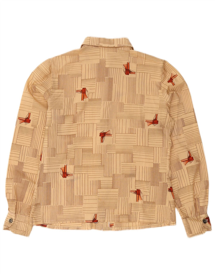 Винтажная женская рубашка UK 12, средний бежевый с геометрическим узором