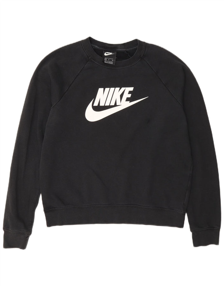 Женский свитер с рисунком Nike UK 14, средний черный хлопковый джемпер